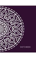 Sketchbook: Big Flower Mandala On Purple Cover Blank pages, Extra large (8.5 x 11) inches, 110 pages, White paper, Sketch, Draw and Paint(1 Mandala Sketchbook Cover2)