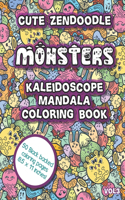 Cute Zendoodle Monsters Kaleidoscope Mandala Coloring Book Vol3