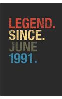Legend Since June 1991: Dotted Bullet Notebook - Happy Birthday Gift or Happy Anniversary Gift Idea