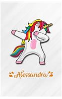 Alessandra A5 Lined Notebook 110 Pages: Funny Blank Journal For Personalized Dabbing Unicorn Family First Name Middle Last. Unique Student Teacher Scrapbook/ Composition Great For Home Sch