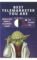 2020 & 2021 Two-Year Weekly Planner For Best Telemarketer Gift - Funny Yoda Quote Appointment Book - Two Year Agenda Notebook