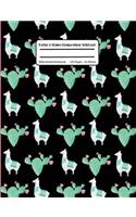 Cactus & Llama Composition Notebook: Black, Wide Ruled Blank Notebook For School and College, 100 Pages, 7.44 x 9.69