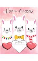 Composition Notebook (Wide Ruled Lined Paper; Large 8x10, 150 Pages): Creative Writing & Handwriting Practice for Kindergarten & Elementary Students; Gift for Alpaca Lovers & Back to School Supplies