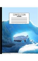 Composition Notebook: Icy Glacier Mountain Photo 7.5 x 9.25 in - 110 Pages - Wide Ruled - Black Lined Paper Journal - For Back to School, Classwork, Homework, Journal Ent
