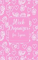 Week organizer for 3 year: Glamour pink notebook for girls
