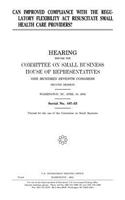 Can Improved Compliance with the Regulatory Flexibility ACT Resuscitate Small Health Care Providers