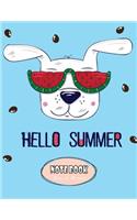 Hello Summer Notebook Dot&Graph: Dog Of The Blue Book Cover Notebook Journal Diary, 110 pages, DOTGrid 55pages&GRAPH 55pages 8.5" x 11"