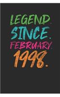 Legend Since February 1998: Birthday Gift or Anniversary Gift Idea - Graph Paper Notebook