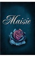 Maisie: Personalized Name Journal, Lined Notebook with Beautiful Rose Illustration on Blue Cover