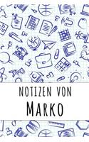 Notizen von Marko: Kariertes Notizbuch mit 5x5 Karomuster für deinen personalisierten Vornamen