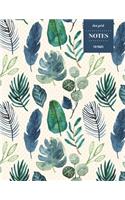 Dot Grid Notes 110 Pages: Vintage Floral Premium Notebook for Professionals and Students, Teachers and Writers - Blue and Green Palm Pattern