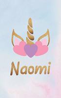 Naomi: Personalized First Name Unicorn Gift Birthday Girl Notebook Journal 104 Pages