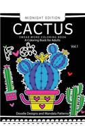 CACTUS Swear Word Coloring Book Midnight Edition Vol.1: Doodle, Mandala, Adult for men and women coloring books (Black pages)(1 Cactus Swear Word)