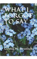 What I Forgot to Say
