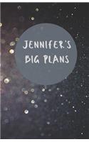 Jennifer's Big Plans - Notebook/Journal/Diary - Personalised Girl/Women's Gift - Birthday/Party Bag Filler - 100 lined pages (Dark glitter)