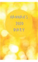 Hannah's 2020 diary - 2020 diary week to view - Monthly and weekly to do - Week by week journal/planner approx A5 size -150 pages (yellow glitter cover)