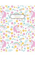 Magical Unicorn #10, Unicorn Wide Ruled Journal for Kids Girls, Notebook for Kids Ages 7-12, Doodle Journal for Girls