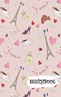 Sketchbook: Paris Café Wine Fun Framed Drawing Paper Notebook