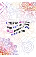 If You Never Heal From What Hurt You, You'll Bleed On People who didn't Cut You: All Purpose 6x9 Blank Lined Notebook Journal Way Better Than A Card Trendy Unique Gift Rainbow Mandala