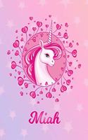 Miah: Unicorn Sheet Music Note Manuscript Notebook Paper - Magical Horse Personalized Letter M Initial Custom First Name Cover - Musician Composer Instrum