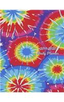 2019 - 2020 Daily Planner: Purple Blue Red Yellow Pattern Tie Dye Cover Full Year Agenda January 2019 - December 2019 Daily Plan Days Set Goals Datebook Calendar Schedule
