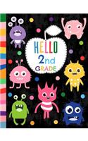 Hello 2nd Grade: Back to School Notebook, Wide Ruled Composition Book for Kids and Teachers - Soft Cover with Cute, Funny and Colorful Monsters - 50 sheets/100 pages