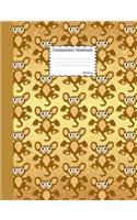 Monkey Composition Notebook: Funny Cartoon Animal Wide Ruled Journal for Girls, Boys and Teens, for Students and Teachers, for School and Work, Journaling and Writing