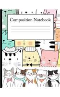 Composition Notebook: Sassy cat cute anime style cartoon 8.5x11' Wide Rule 100 pages Journal / Notebook