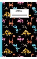 Dinosaur Notebook: Colorful Dinosaur Journal for Kids - College Ruled Writing Exercise Book