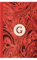 Monogram G Marble Notebook (Regency Red Edition): Blank Lined Marble Journal for Names Starting with Initial Letter G
