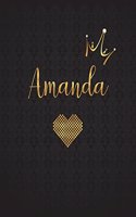 Amanda: Personalized Black XL Journal with Gold Lettering, Girl Names/Initials 8.5x11, Journal Notebook with 110 Inspirational Quotes, Journals to Write in 