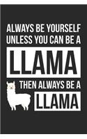 Always Be Yourself Unless You Can Be A Llama Notebook - Gift for Animal Lovers - Funny Journal: Medium College-Ruled Diary, 110 page, Lined, 6x9 (15.2 x 22.9 cm)