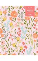 Dot Grid Notes 110 Pages: Vintage Floral Premium Notebook for Professionals and Students, Teachers and Writers - Bright Peach and Orange Floral Pattern