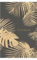 Notebook: Black and Gold Leaves Homework Book Notepad Notebook Composition Jotter and Journal Diary Planner Gift