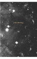 Journal: College Ruled Notebook - 120 Pages - Watercolor Galaxy Black + White