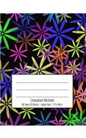 Composition Notebook: Flower Power Cover Design on a Black Background - College Ruled Notebook Creative Writing School Journal