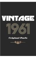 Retro Birthday - Vintage 1961 Notebook Original Parts Gift