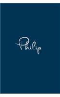 Philip: notebook with the name on the cover, notebook for notes, Journaling