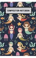 Mermaid Wide Ruled Composition Notebook