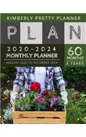 5 year monthly planner 2020-2024: 2020-2024 monthly calendar 5 year - Planner for 60 Months with internet record page - flower basket design