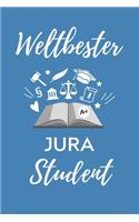 Weltbester Jura Student: A5 Geschenkbuch BLANKO zum Jura Studium Notizbuch für Rechts-studenten Anwälte Jurist witziger Spruch zum Abitur Studienbeginn Erstes Semester