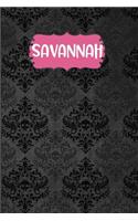 Savannah: Black Gothic Personalized Lined Notebook and Journal for Women and Girls to Write in