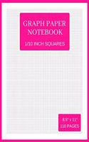 Graph Paper Notebook: 10 Squares Per Inch (Large, 110 Pages, Deep Pink and White Soft Cover)