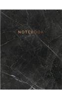 Notebook: Beautiful black marble gold bronze lettering &#9733; School supplies &#9733; Personal diary &#9733; Office notes 8.5 x 11 - big notebook 150 pages C(27 Black Marble Bronze Collection)
