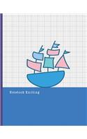 Notebook Knitting: 4:5 Ratio Design Blank Knitter's Journal on Your Design Knitting Charts for Creative New Patterns Composition Notebook Blue Ship Theme