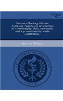 Factors Affecting African American Faculty Job Satisfaction at a Historically Black University and a Predominantly White Institution