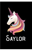 Saylor: Journal (Diary, Notebook) Personalized Custom Name Unicorn Birthday Gift for Girls and Women