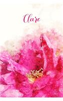 Clare: Pink Floral Personalized Name Journal for Women 6x9