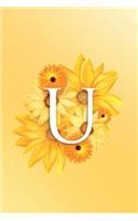 U: Modern, stylish, decorative and simple floral capital letter monogram ruled notebook, pretty, cute and suitable for all: men, women, girls & boys. F