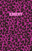 Emery: Personalized Pink Leopard Print Notebook (Animal Skin Pattern). College Ruled (Lined) Journal for Notes, Diary, Journaling. Wild Cat Theme Design wi